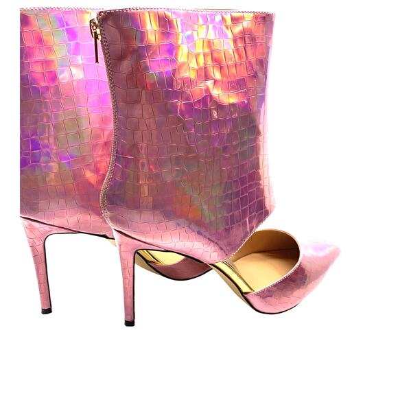 THINGS II COME Women's Size 12M Show-Stopping Pink Snake-Print Ankle Boot - Picture 6 of 12